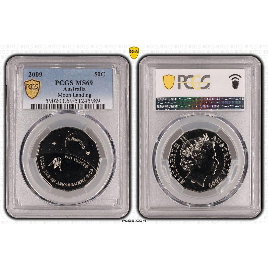 Moon Landing Colroized, POP 13/0, Fifty Cent, 2009, PCGS MS69
