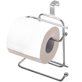 BASICWISE CHROME TOILET TISSUE PAPER ROLL HOLDER DISPENSER, OVER THE TANK TWO SLOT TISSUE ORGANIZER