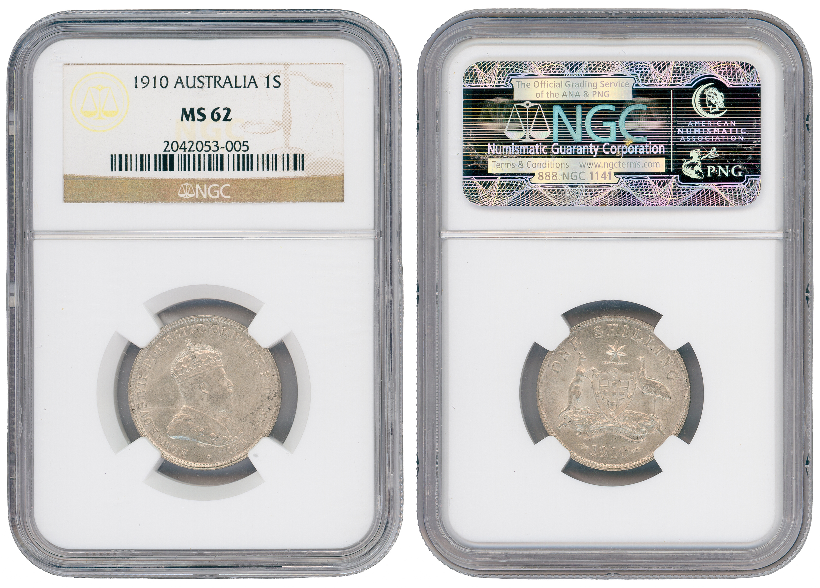 Edward VII, Shilling, 1910, NGC MS62