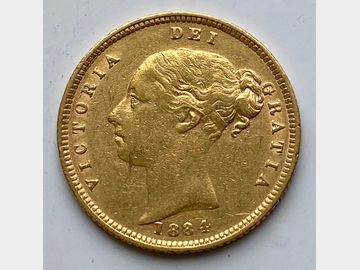 1884 VICTORIA YOUNG HEAD GOLD HALF SOVEREIGN