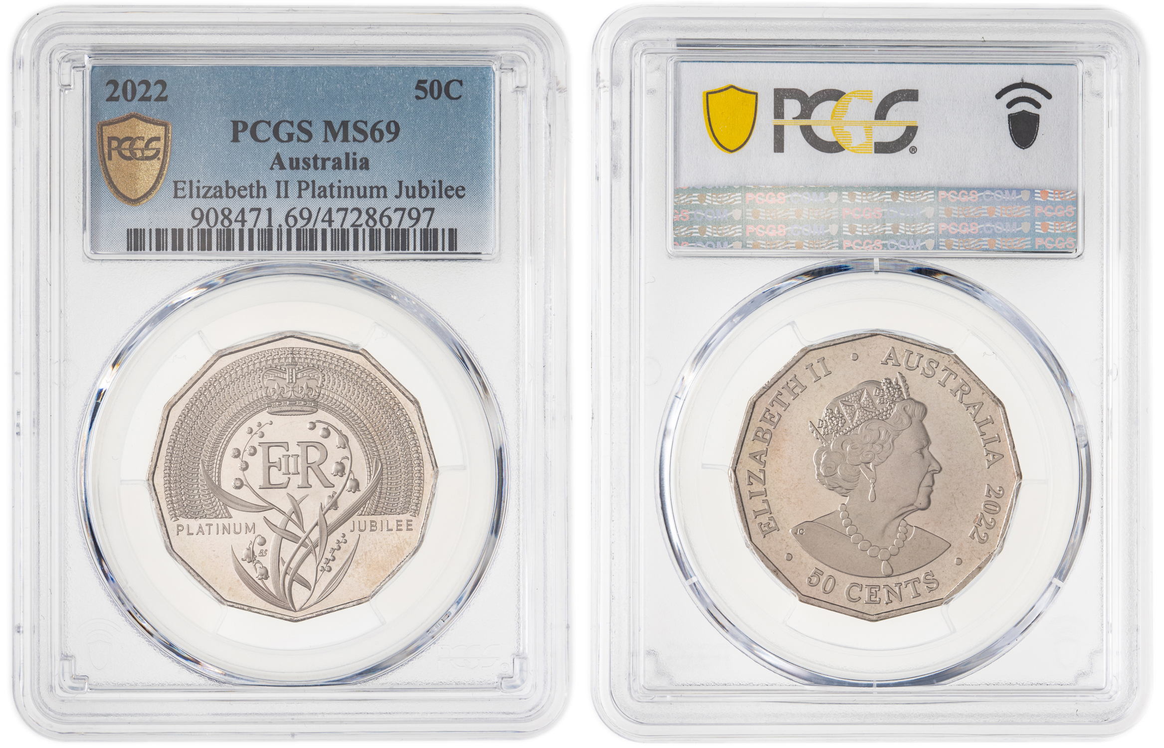 Elizabeth II, Elizabeth II Platinum Jubilee, Fifty Cent, 2022, PCGS MS69