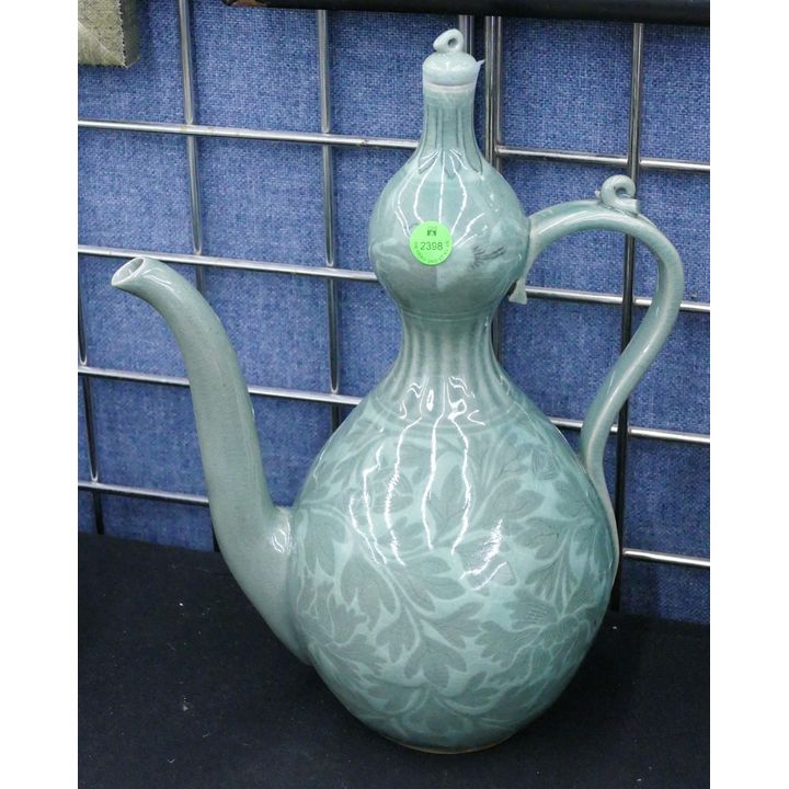 Korean Decorated Celadon Large Ewer 14.5''