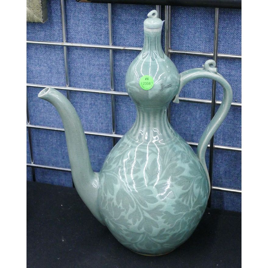 Korean Decorated Celadon Large Ewer 14.5''