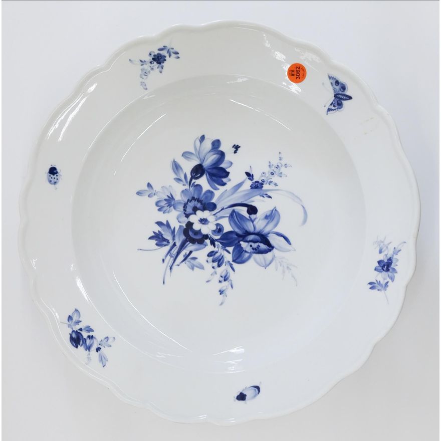Meissen Blue Flowers and Insects Porcelain Large Serving Bowl- 15.5"