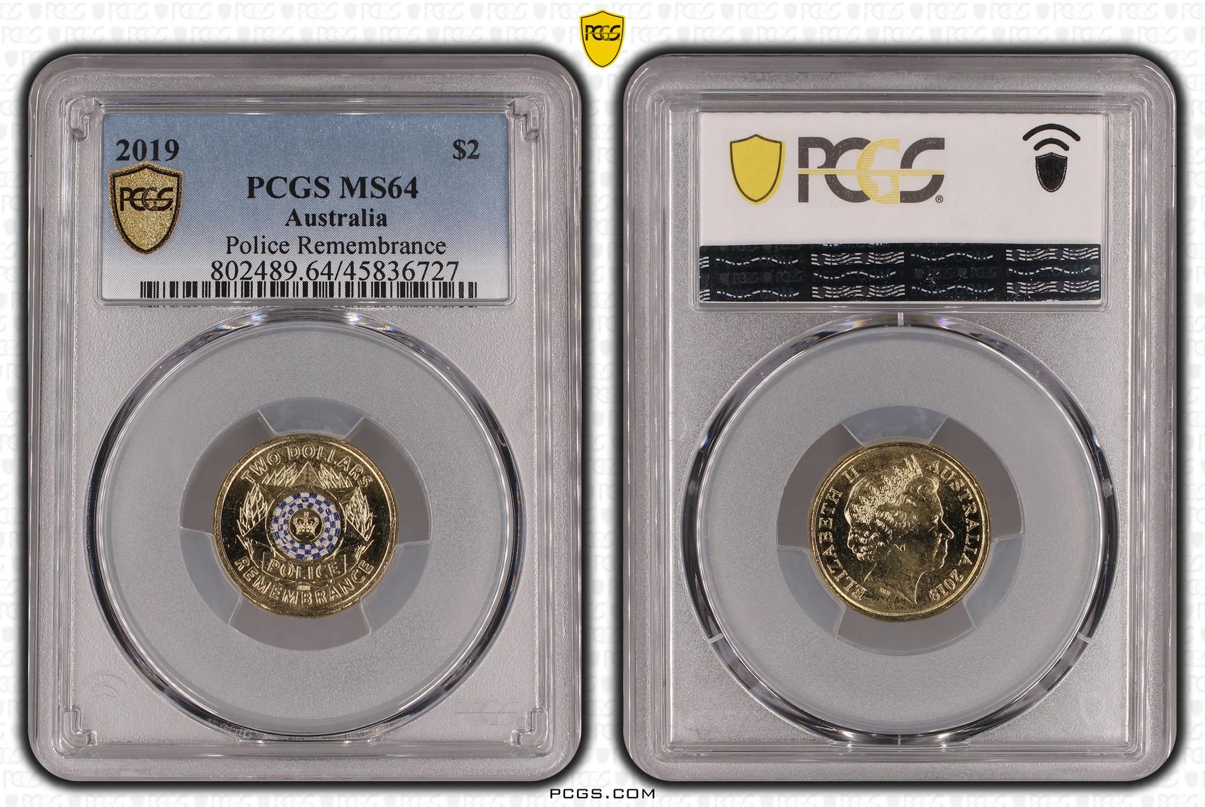 Police Remembrance Colourised, Two Dollar, 2019, PCGS MS64