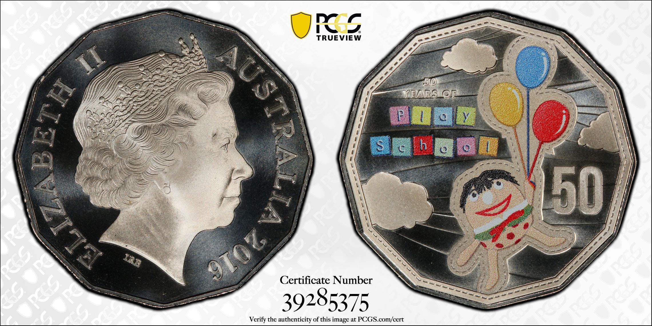 Humpty Play School Colourised, Fifty Cent, 2016, PCGS MS69