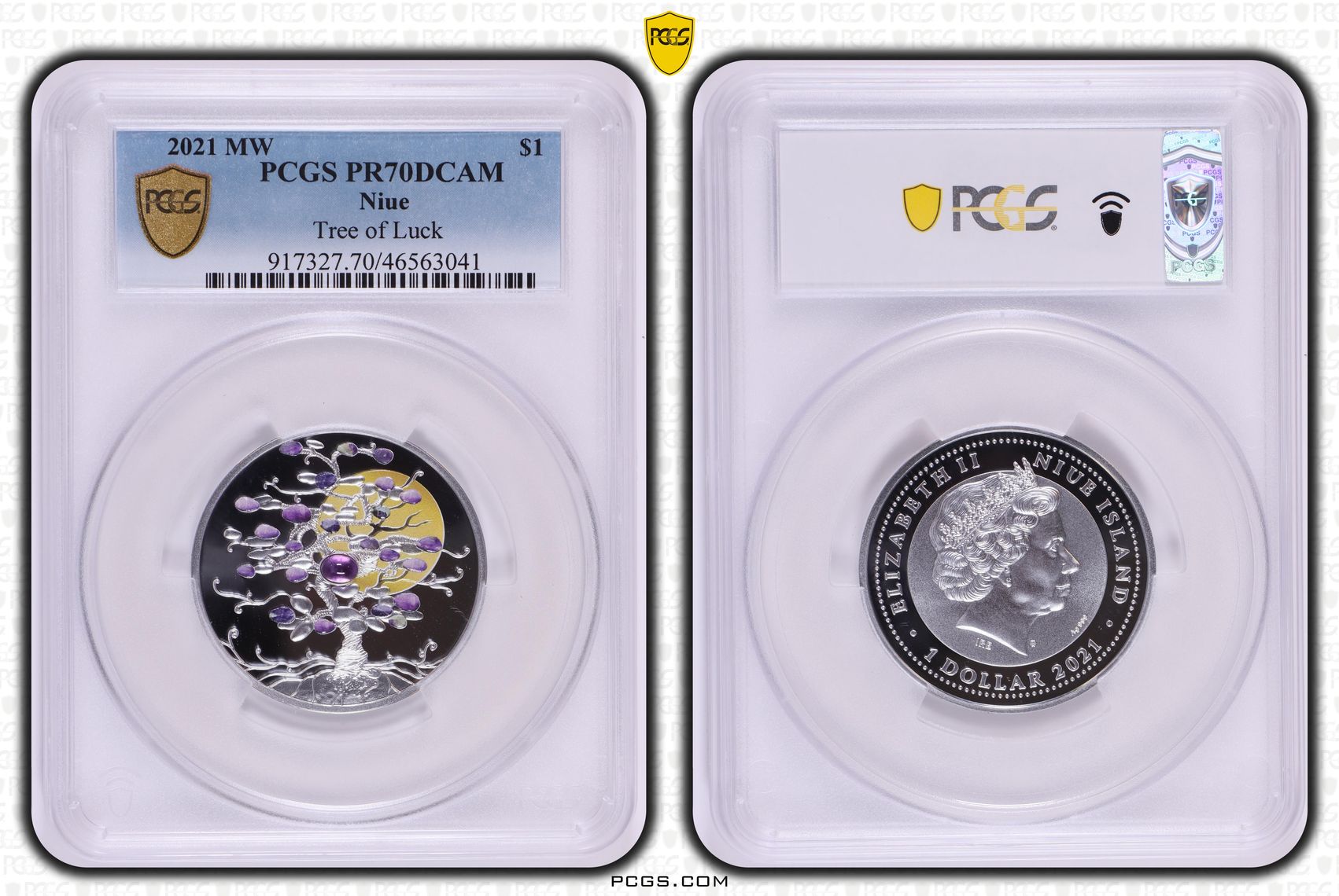 Niue, Tree of Luck, POP 1/0, One Dollar, 2021, PCGS PR70DCAM