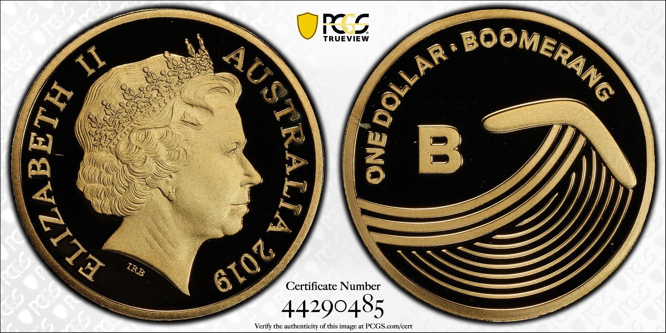 438 · 2019 Australia One Dollar, $1 B- Boomerang Great Aussie Coin Hunt PCGS - PR70DCAM POP 5/0 -485