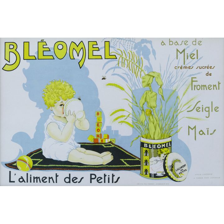 1933 French ''Bleomel'' Baby Food Advertising Sign