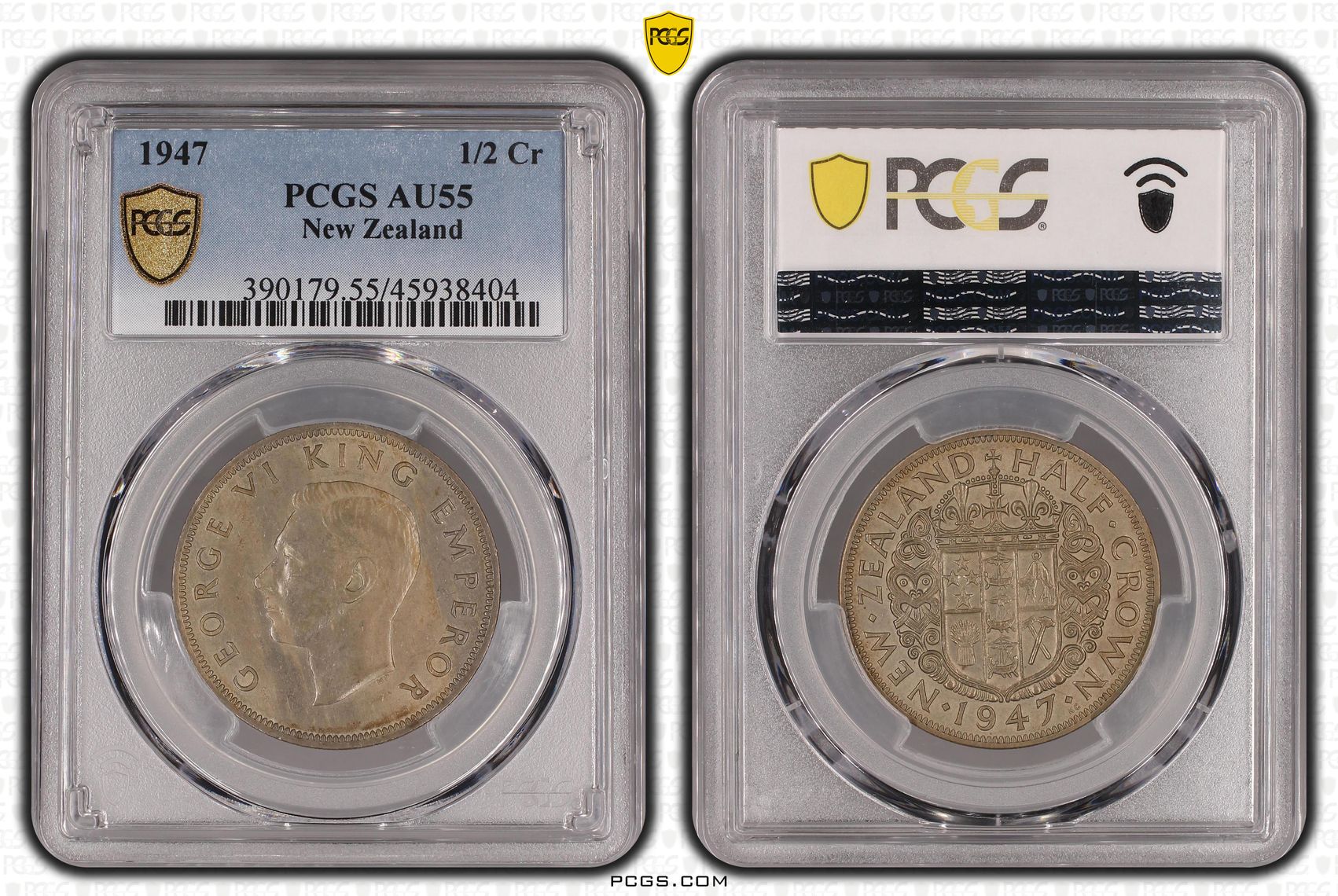 1947 New Zealand 1/2 Crown PCGS - AU55 -404