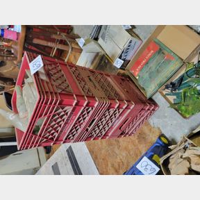 3 Milk crates of old pop milk and other glass jars