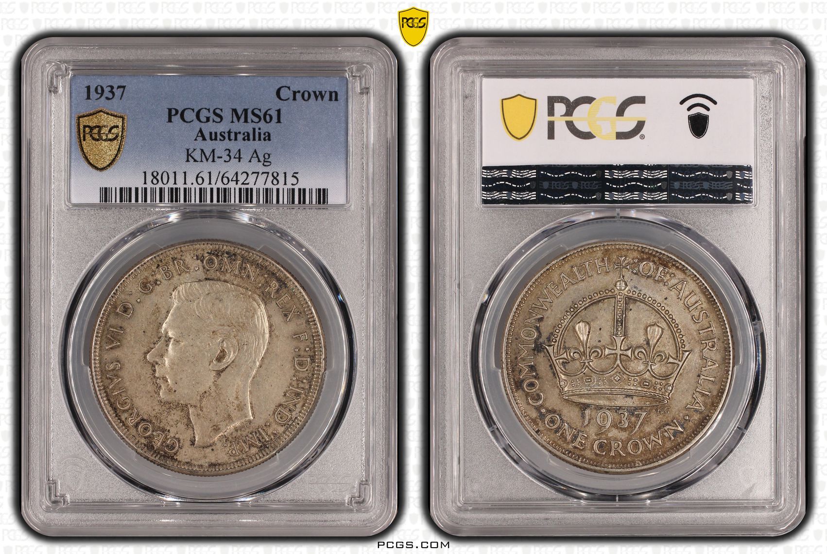 George VI, Crown, 1937, PCGS MS61