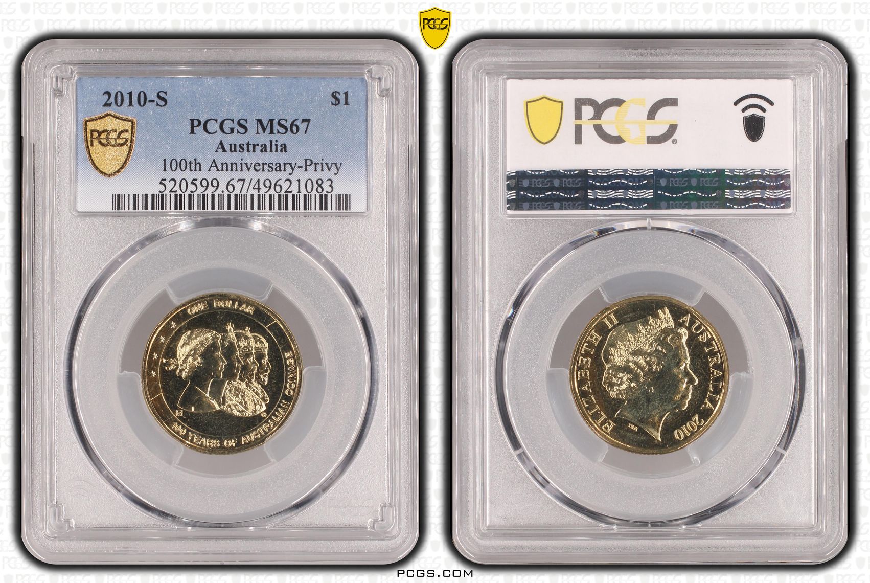 229 · 100th Anniversary-Privy POP 11/0, One Dollar, 2010-S, PCGS MS67
