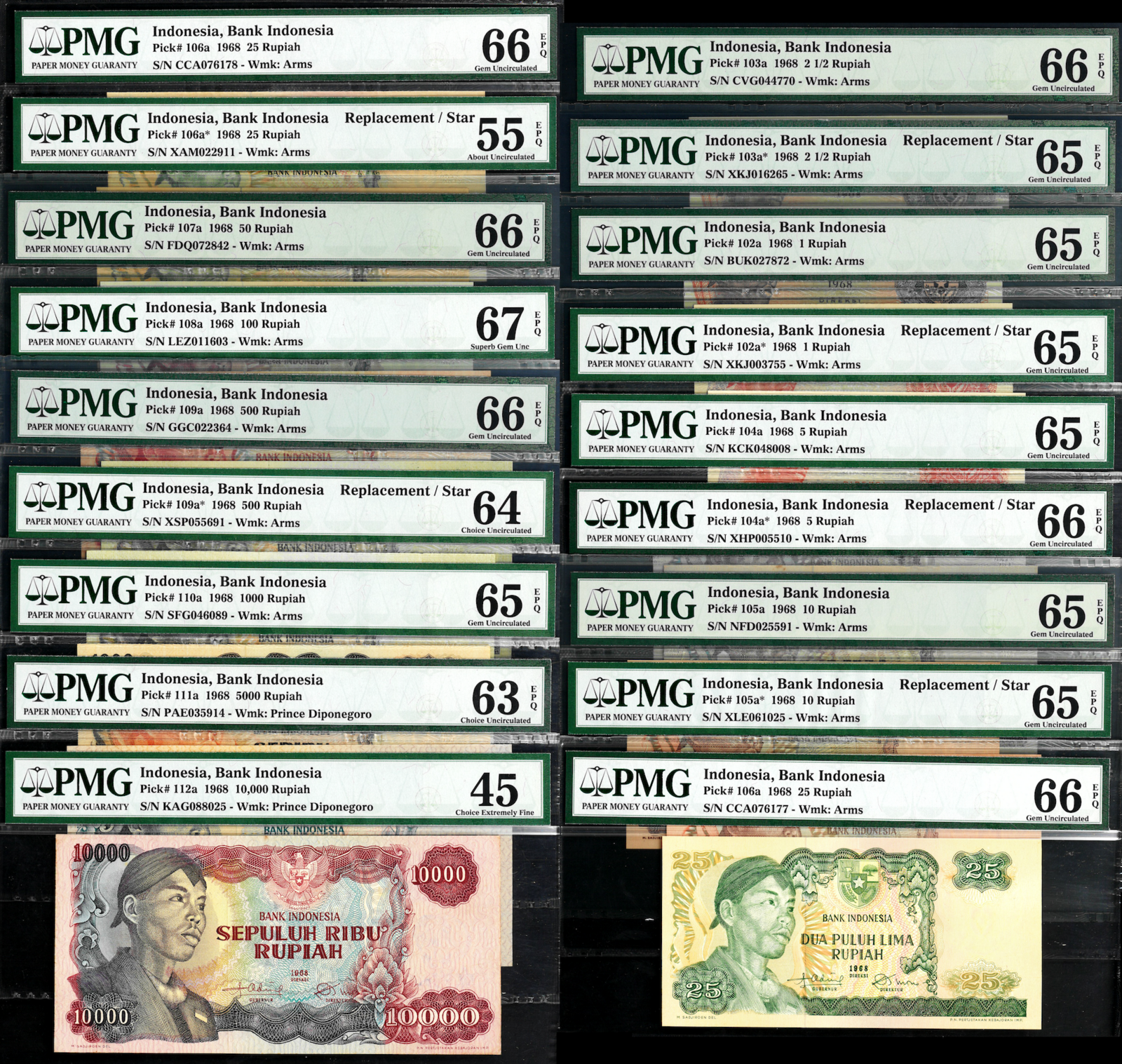 第一ネット 10000Rupiah 1995年 インドネシア 珍番 PHW 未使用 123456