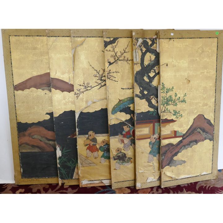 Old Japanese 6 Panel Screen AS IS- 41x116''