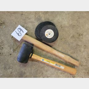 Rubber mallet, hammer handle, and cutting wheels