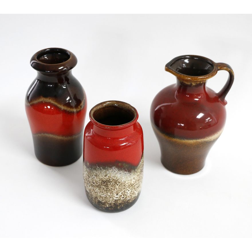Three small West German pottery vases