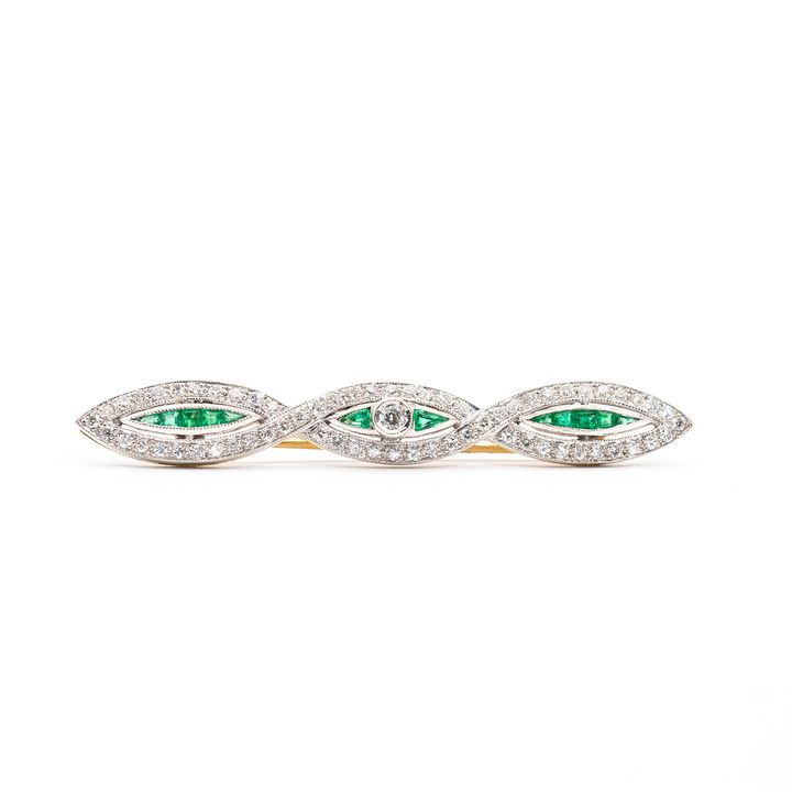 1920s Emerald & Diamond Brooch, c.1920s