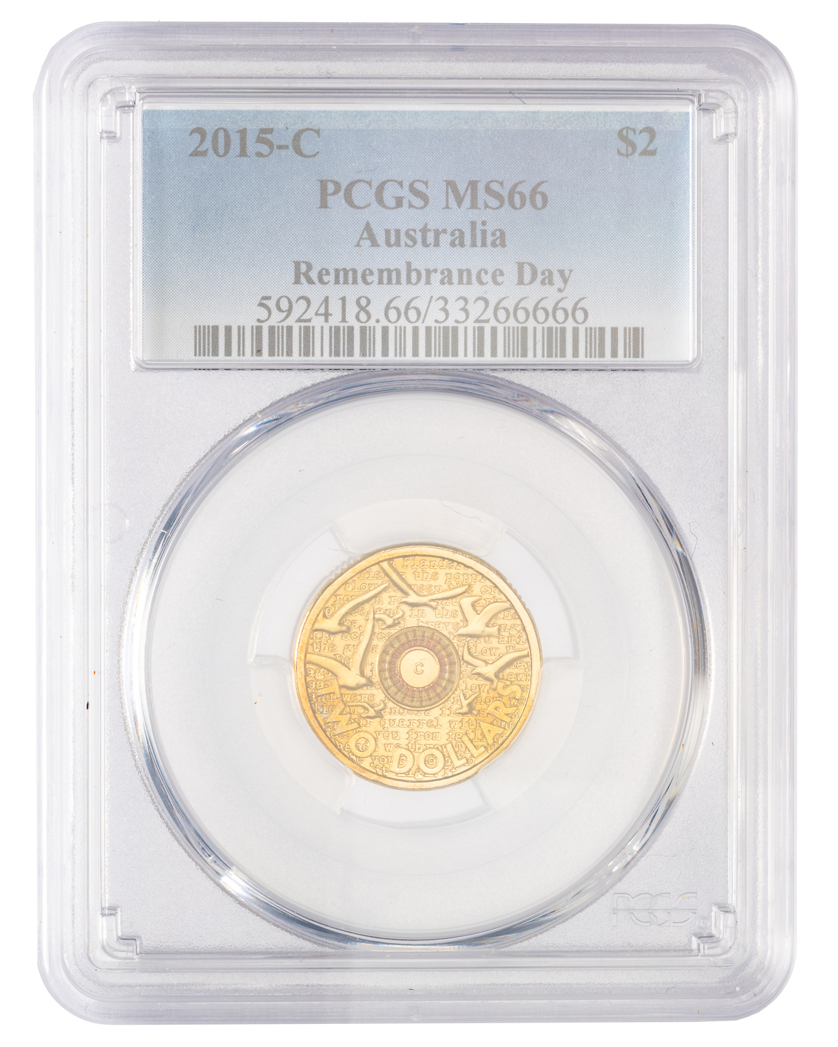 Elizabeth II, Remembrance Day-In Flanders Fields, Two Dollar, 2015-C, PCGS MS66