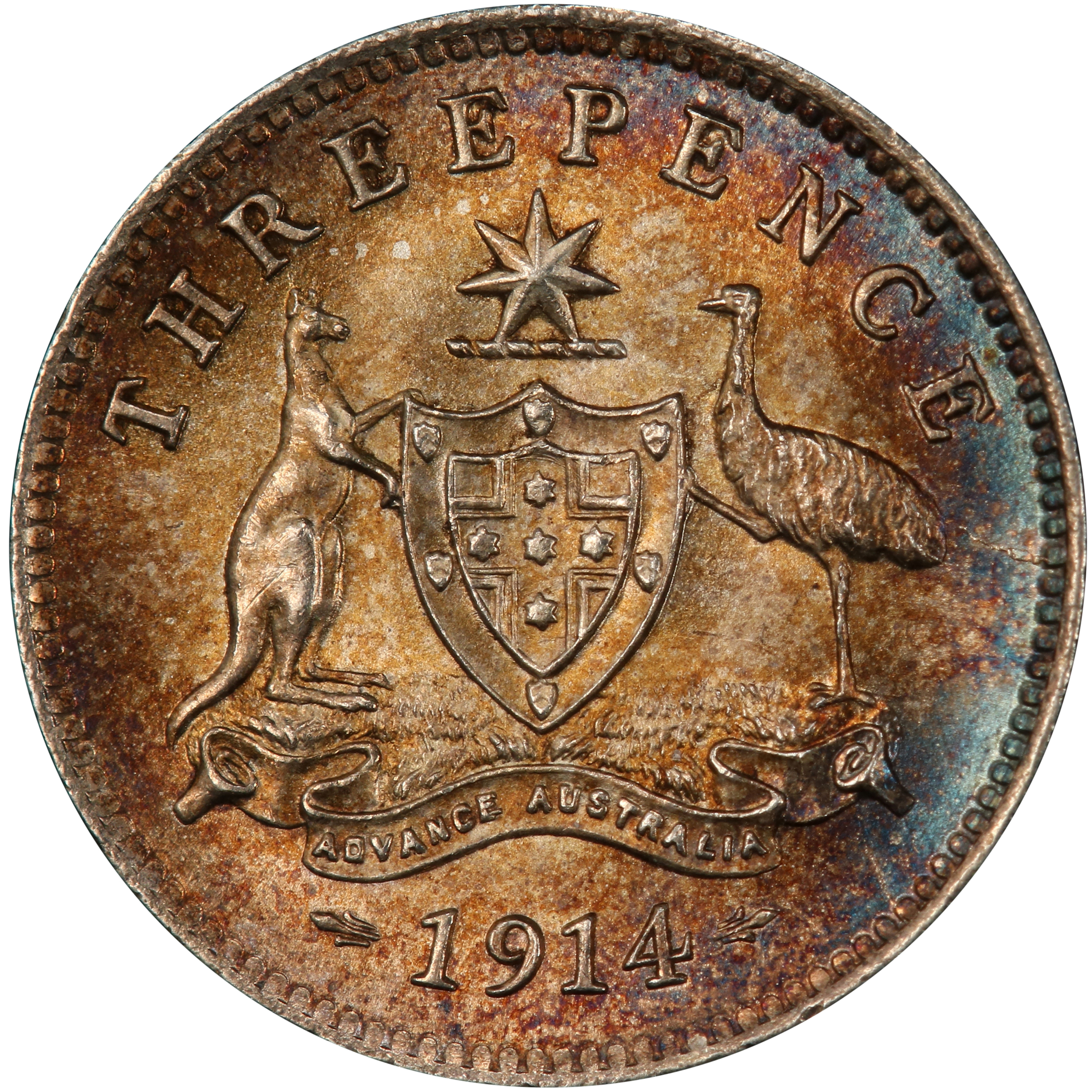 George V, Threepence, 1914, MS 65