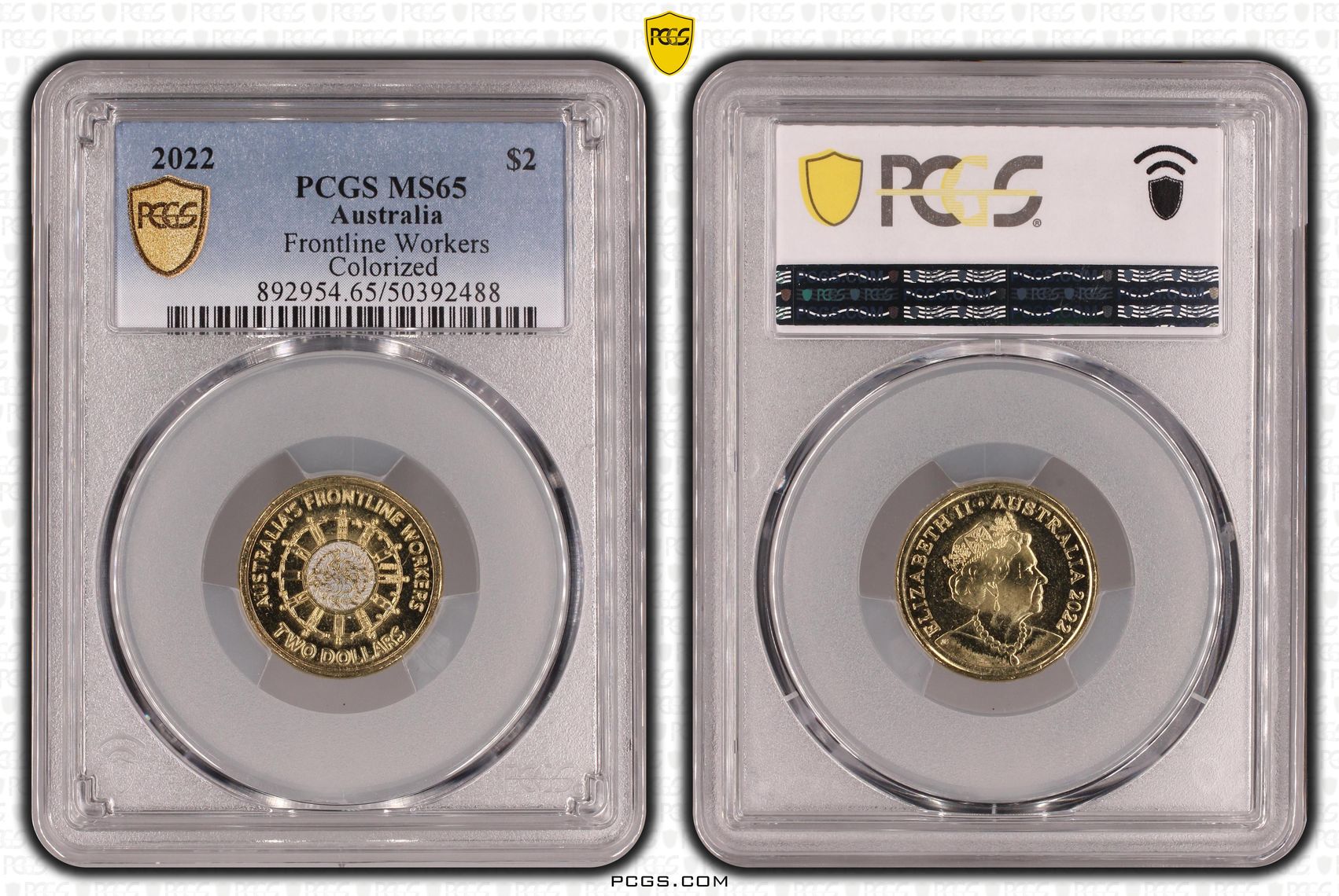Frontline Workers Colorized , Two Dollar, 2022, PCGS MS65