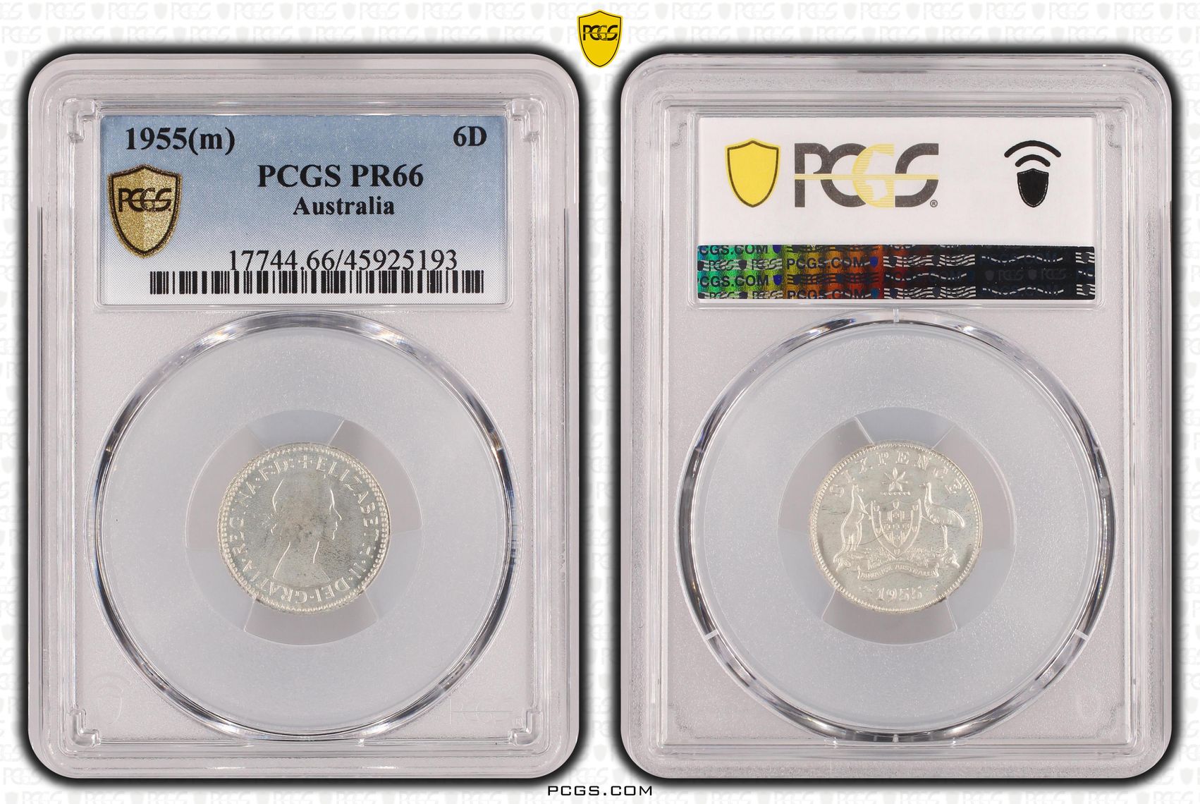 1955(m) Australia Sixpence PCGS - PR66 -193