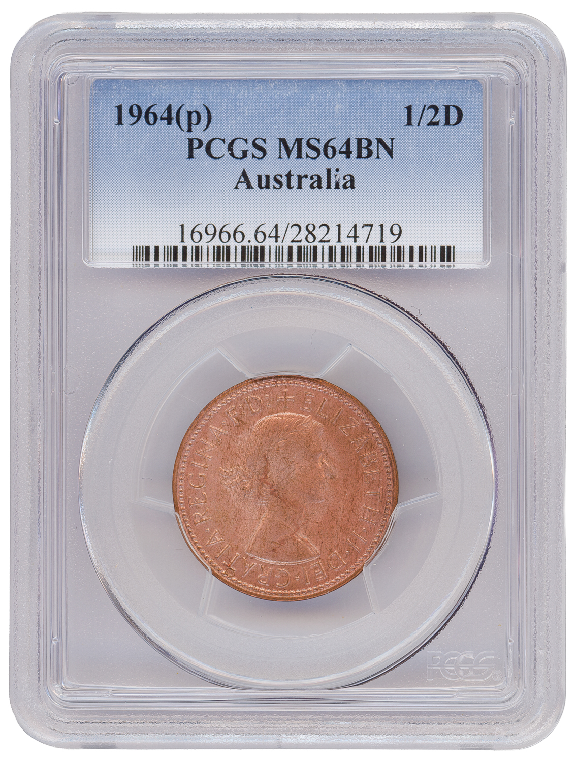 Elizabeth II, Halfpenny, 1964 Y., PCGS MS64BN