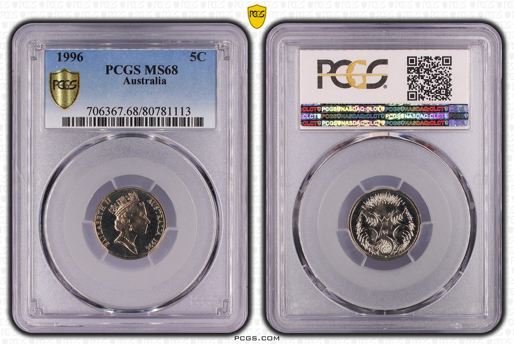 , Five Cent, 1996, PCGS MS68