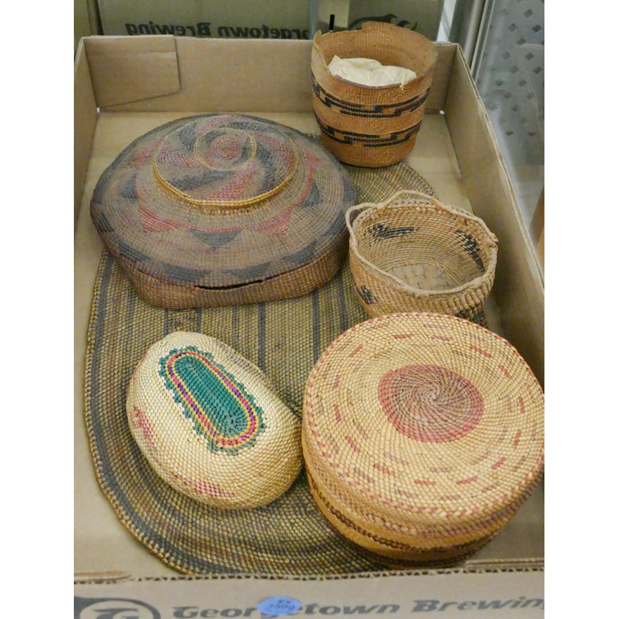 Box 6pc Old Tlingit & Makah Indian Baskets