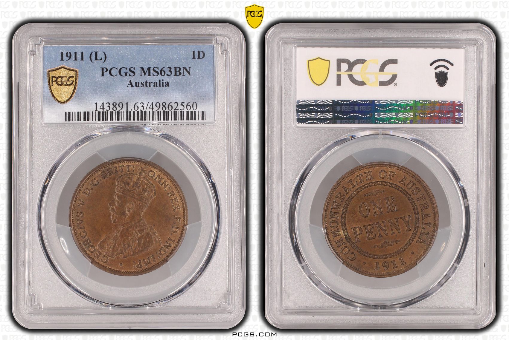 33 · Penny, 1911, PCGS MS63BN