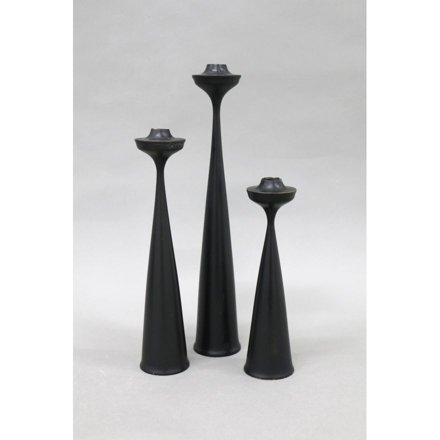 John Crichton for Eden Woodturners, Auckland - Set of three wooden candlesticks