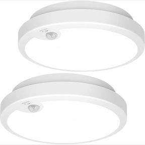 1 2-PACK MOTION SENSOR LED CEILING LIGHT BATTERY OPERATED, 7.2INCH FLUSH MOUNT LIGHT FIXTURE 6000K, WIRELESS MOTION ACTIVATED CEIL