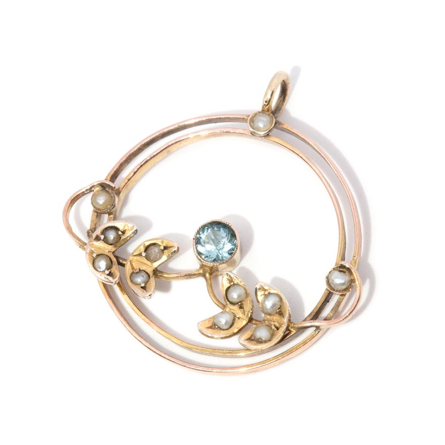 Aquamarine Antique Art Nouveau Pendant