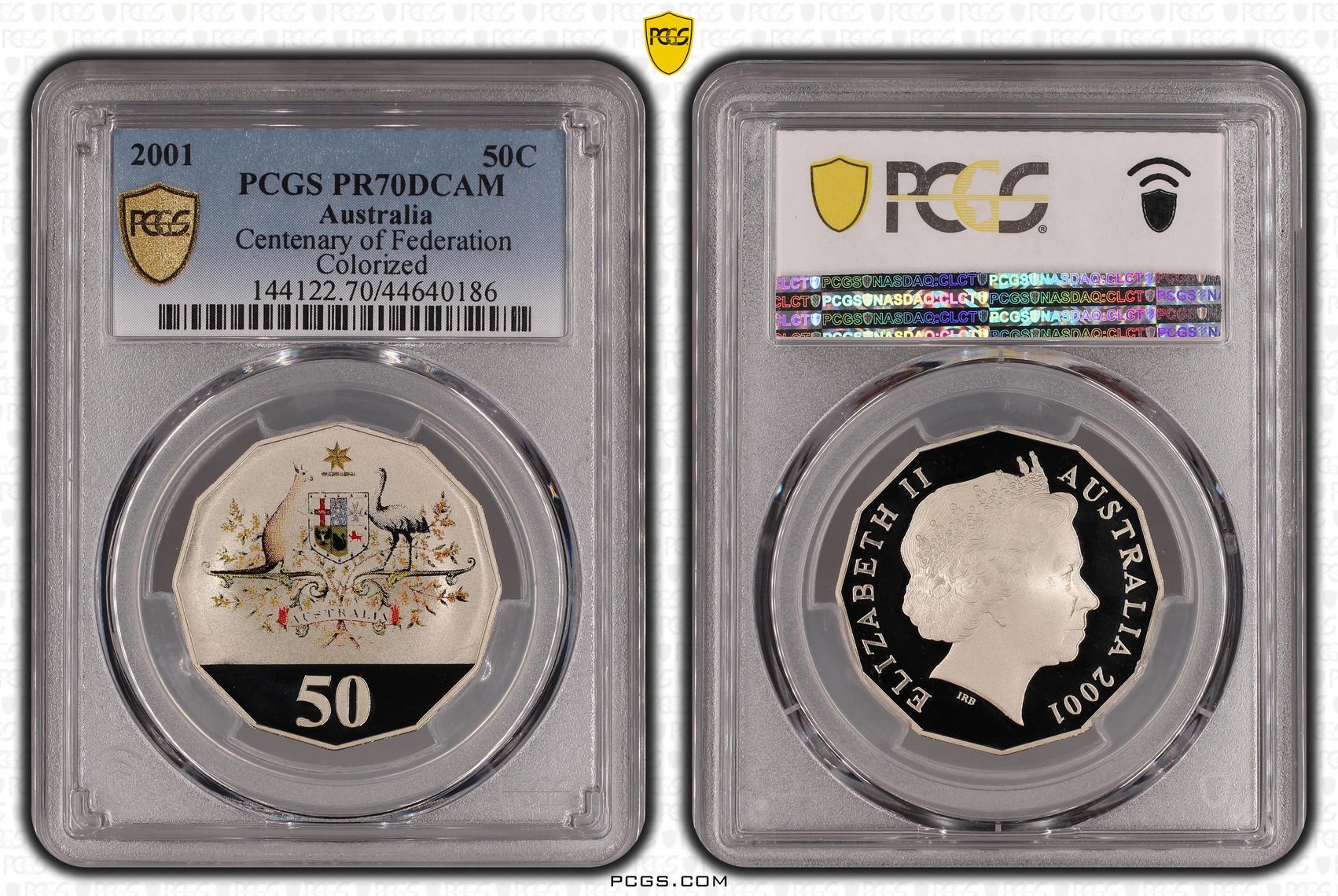 Elizabeth II, Centenary of Federation Colorized, Fifty Cent, 2001, PCGS PR 70DCAM