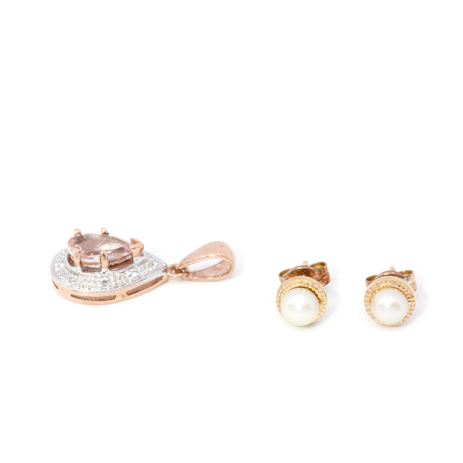 Morganite, Pearl & Diamond 9ct Gold Jewellery