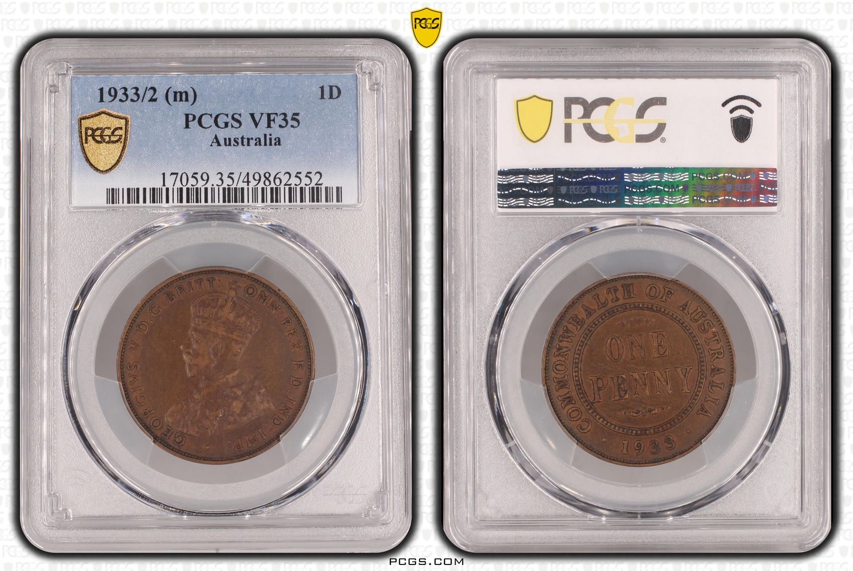 Penny, 1933/2, PCGS VF35BN