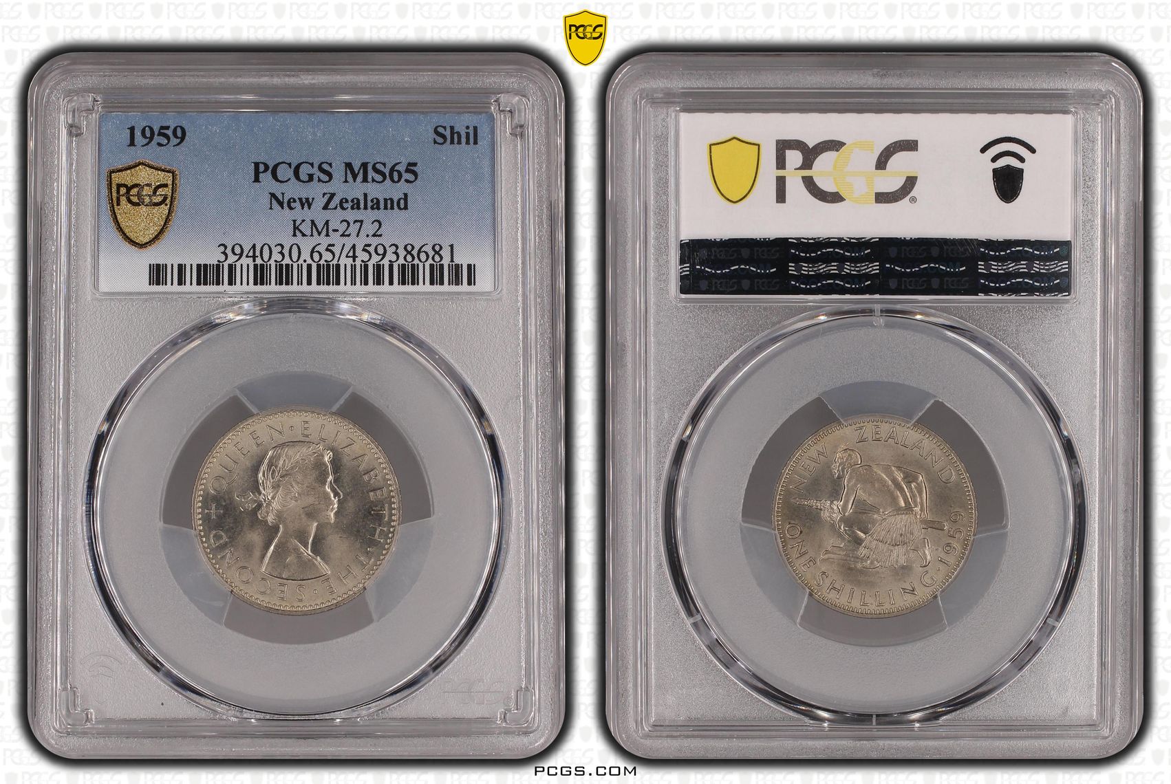 1959 New Zealand Shilling KM-27.2 PCGS - MS65 -681