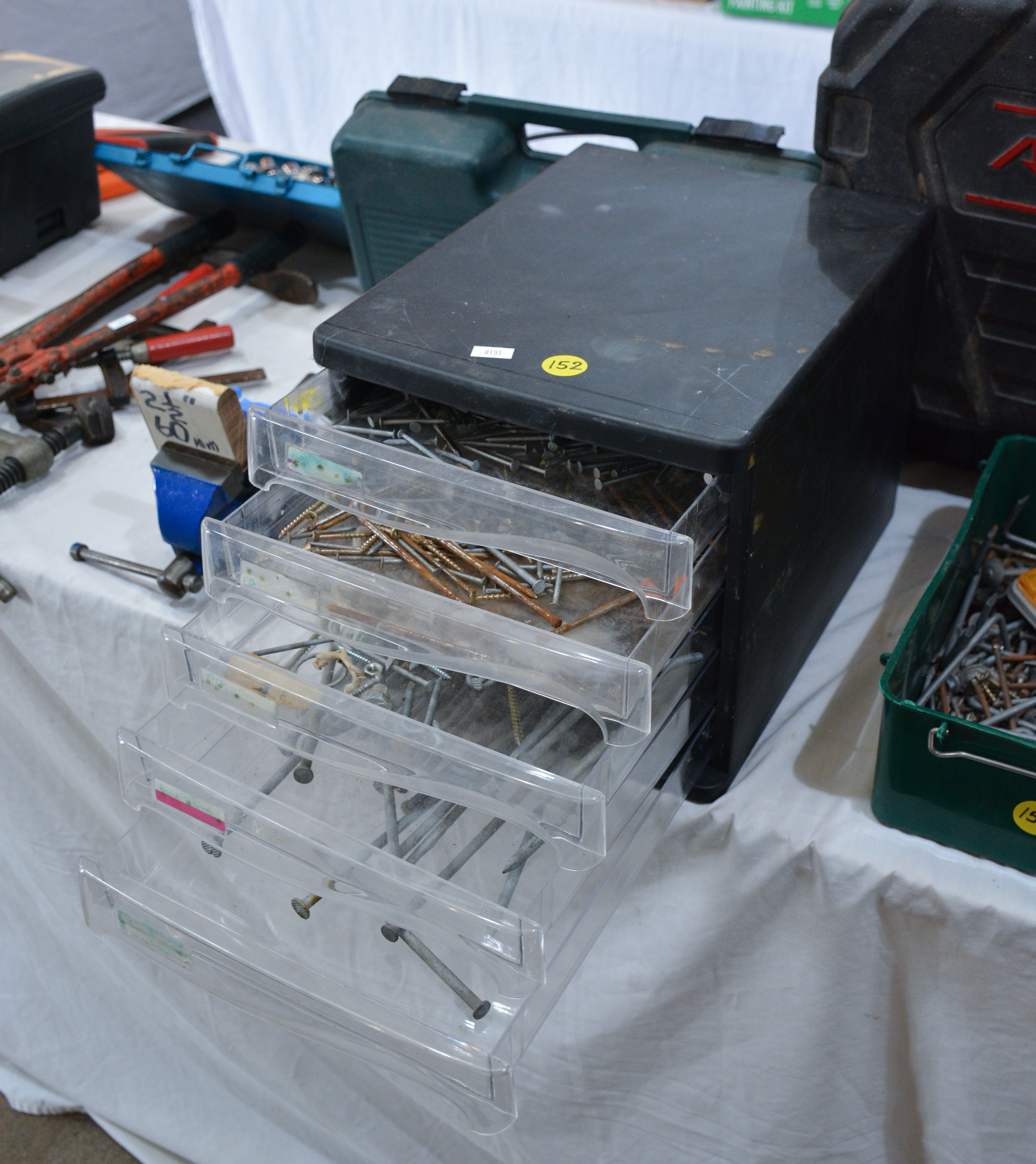 5 Drawer Unit w Nails, Screws etc Contents — sold at auction in New Zealand for $10