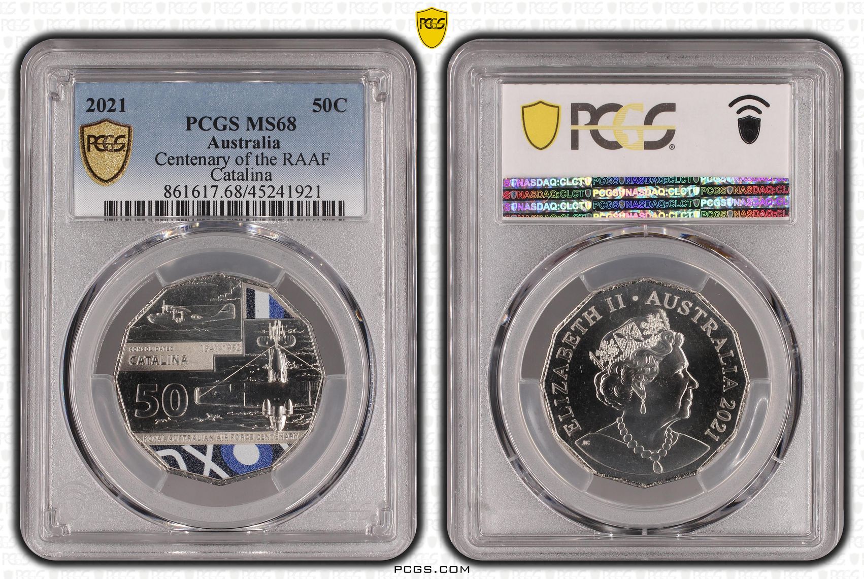 2021 Australia Fifty Cent, 50c Centenary of the RAAF Catalina PCGS - MS68 -921