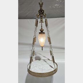 Outstanding Hollywood Regency Italian Mable Hanging Lamp Table