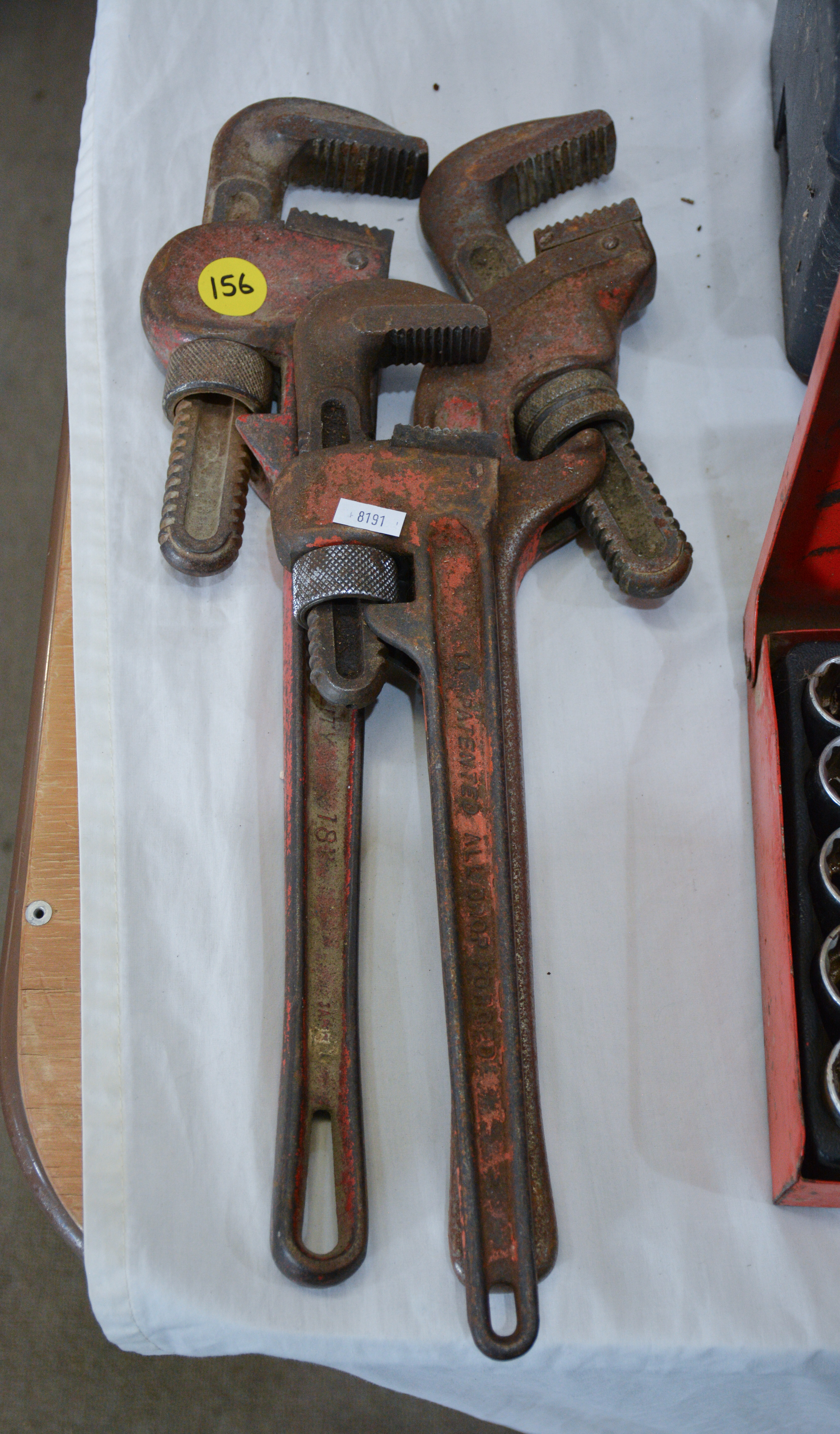 Pipe Wrenches x 3 — sold at auction in New Zealand for $30