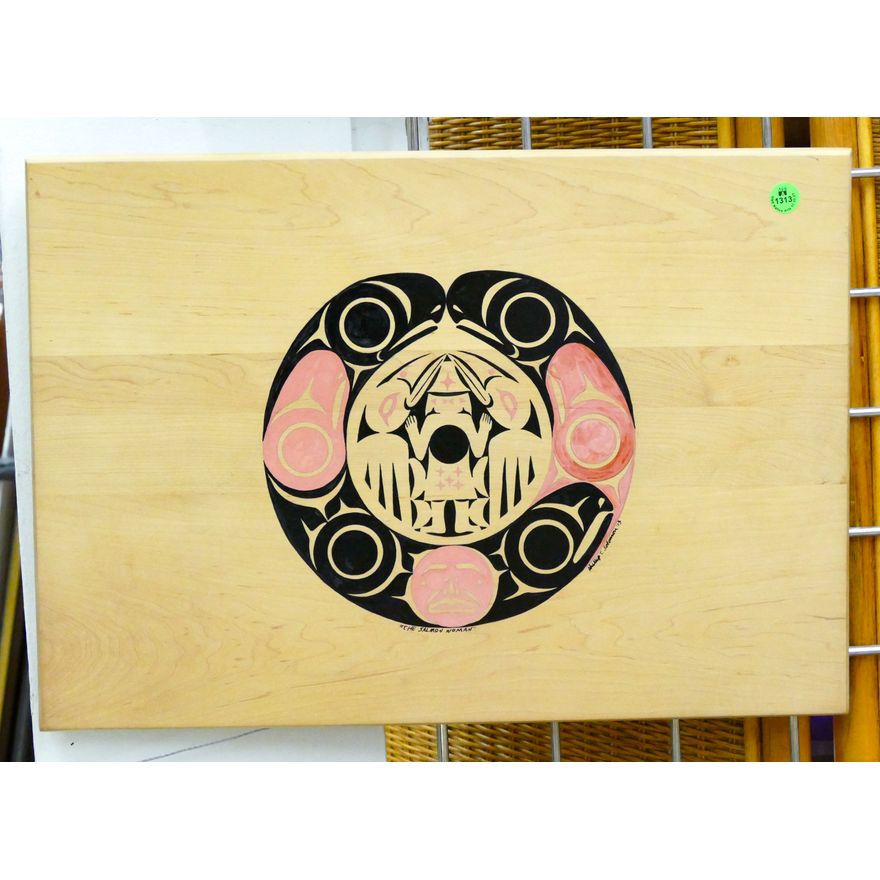 Phillip Solomon (Lummi) ''The Salmon Woman'' 2013 Painted Cedar Panel