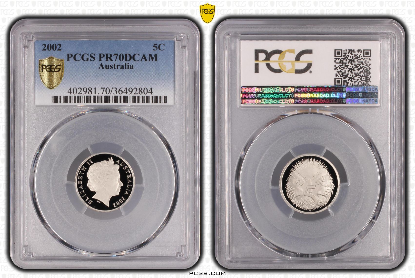 78 · 2002 Australia Five Cent, 5c PCGS - PR70DCAM POP 54/0 -804