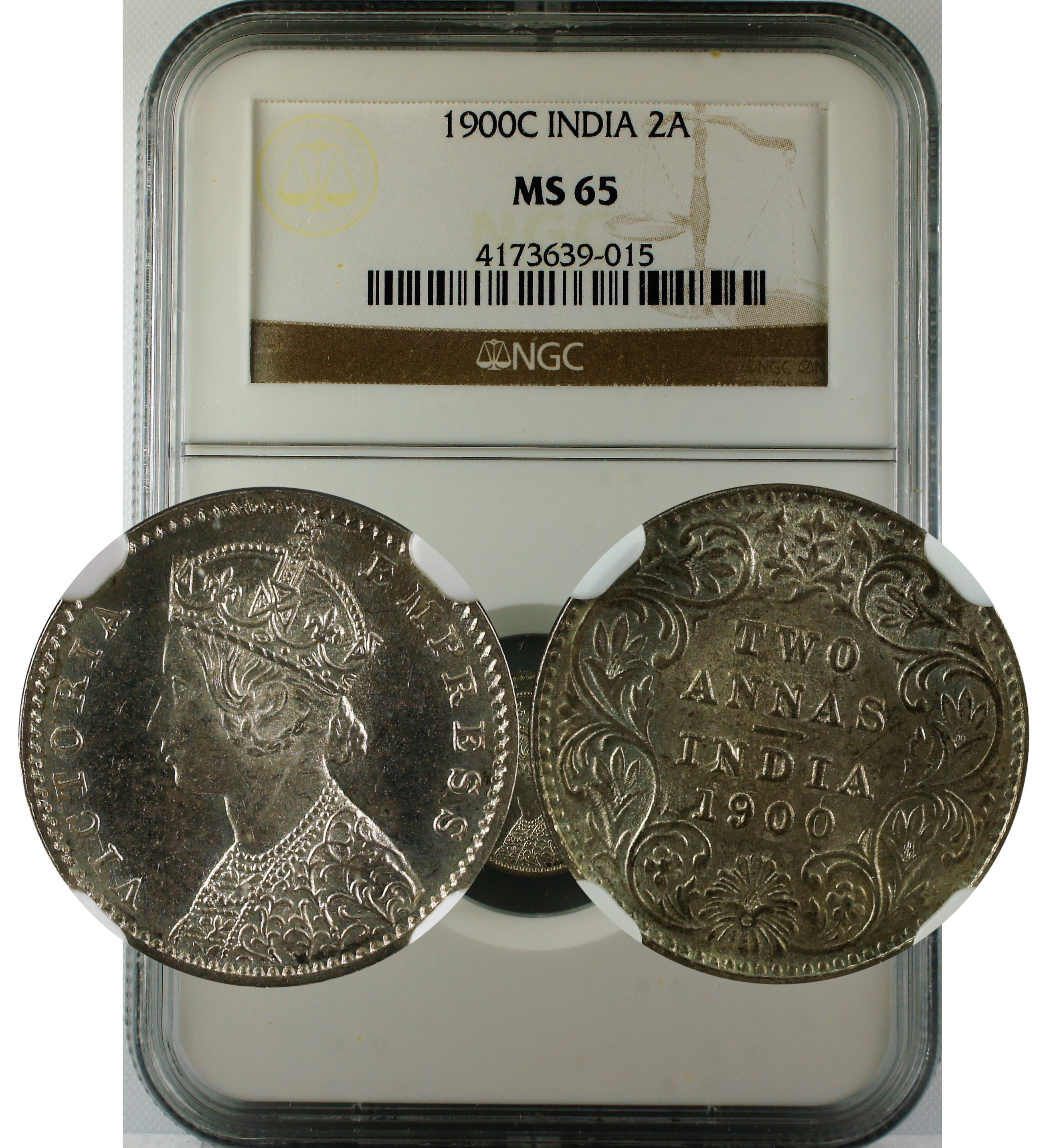 1900 C INDIA 2ANNA MS65