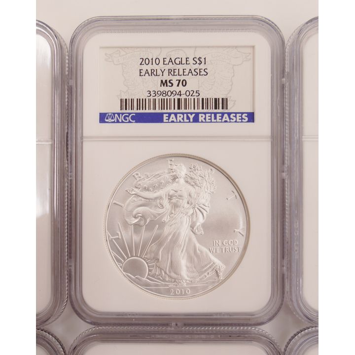 10pc United States 2010 Silver Eagle $1 Early Releases Coins, NGC MS70