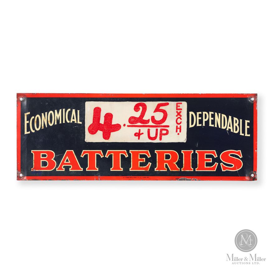 Reliable Battery Sign USL Economical Dependable Batteries Rack Sign | Miller & Miller ...