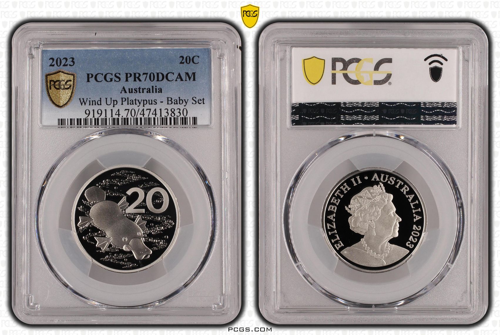 Wind Up Platypus - Baby Set, Twenty Cent, 2023, PCGS PR70DCAM