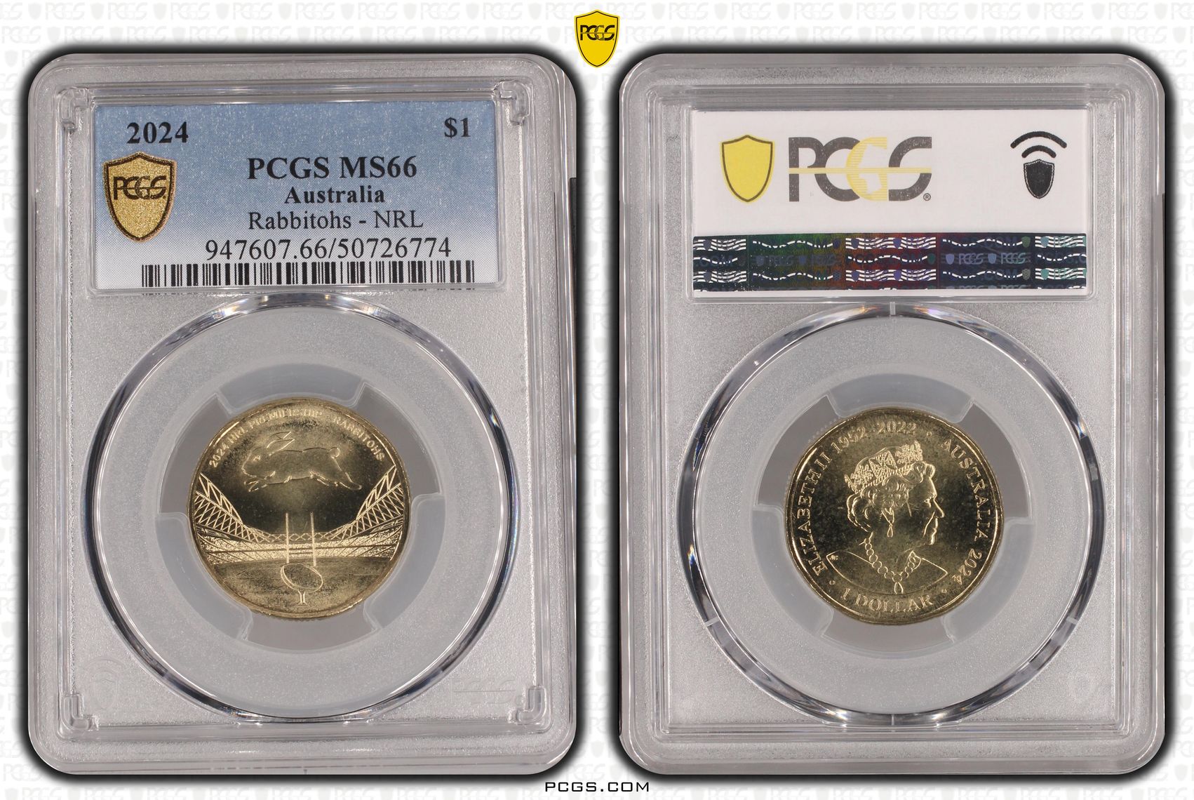 Rabbitohs - NRL , One Dollar, 2024, PCGS MS66