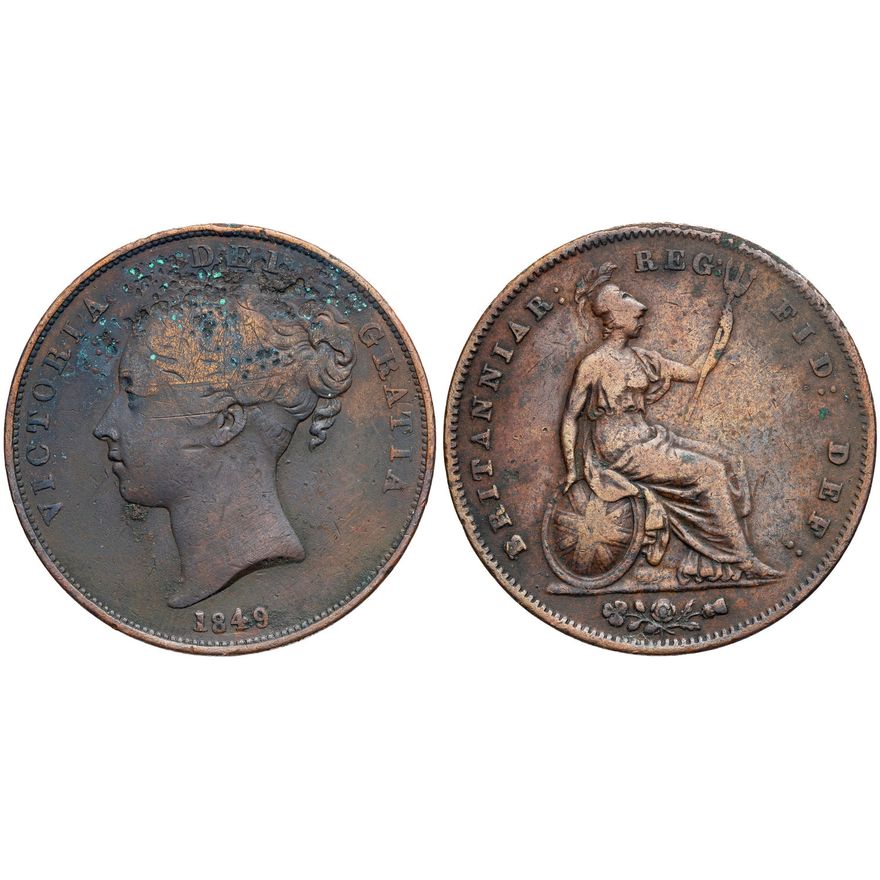 Great Britain, Victoria, Young Head, Penny, 1849,  F - gF