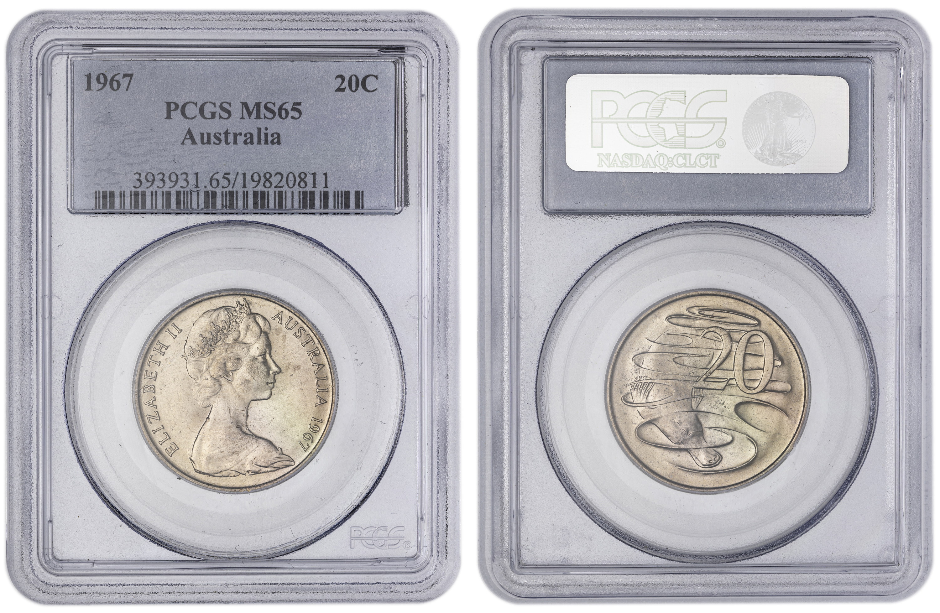 , Twenty Cent, 1967, PCGS MS65